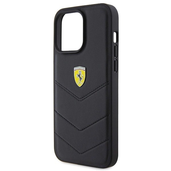 FERRARI QUILTED METAL LOGO COVER TIL IPHONE 15 PRO MAX - SORT