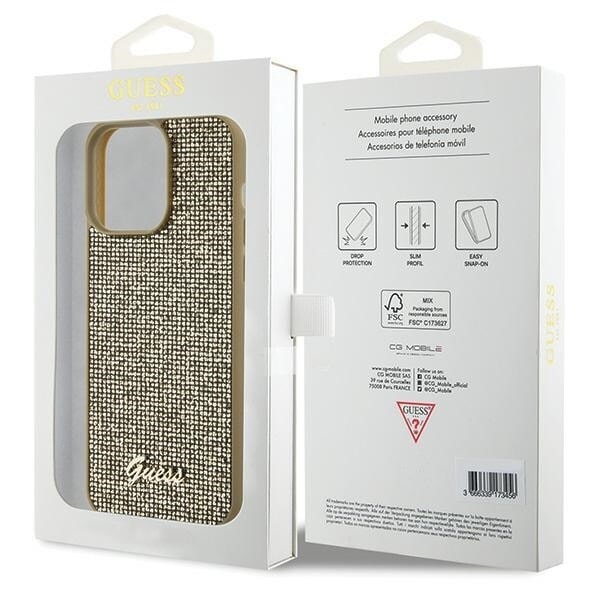 Guess Disco Metal Script-deksel til iPhone 15 Pro Max - Gull