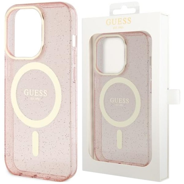 Guess GUHMP14LHCMCGP-deksel til iPhone 14 Pro - rosa Glitter Gold MagSafe