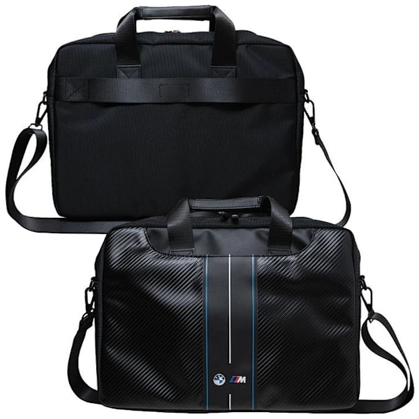 BMW CARBON & BLUE STRIPE TASKE TIL EN 16" BÆRBAR COMPUTER - SORT