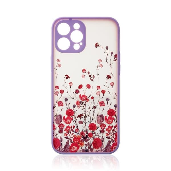Designetui til iPhone 12, lilla blomsterdeksel