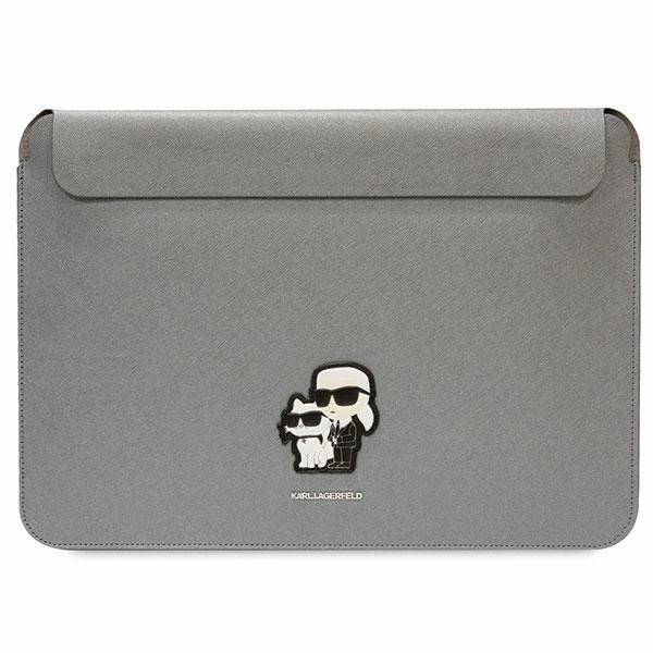 KARL LAGERFELD SAFFIANO KARL&CHOUPETTE ETUI TIL EN 14" BÆRBAR COMPUTER - SØLV