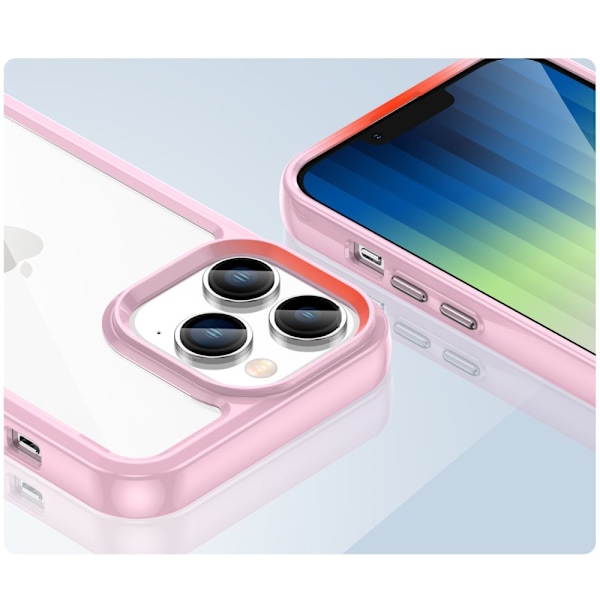 Outer Space Case iPhone 14 Pro hardt deksel med gelramme, rosa