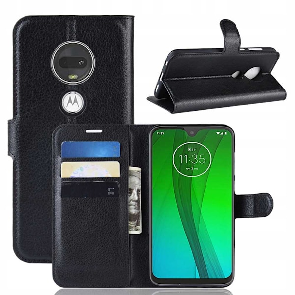 Litchi-Fodral För Motorola Moto G7 G7 Plus Svart