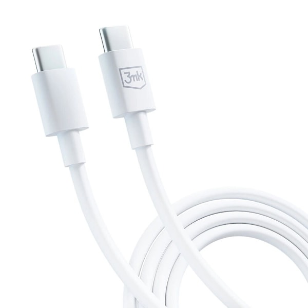 3mk Hyperkabel USB-C / USB-C 100W 1,2m - hvit