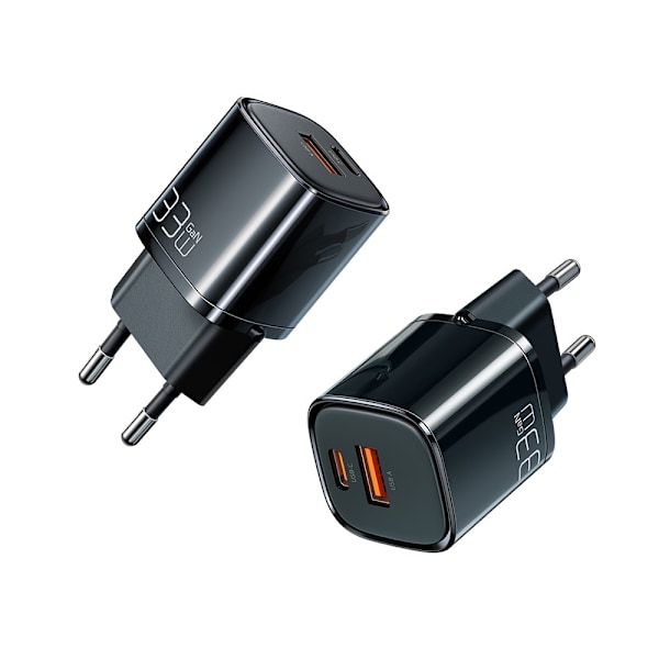 Mcdodo Nano GaN 2X USB/USB-C PD QC telefon/nettbrettlader - 33W svart
