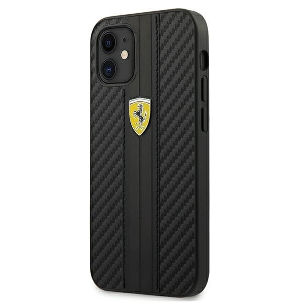 FERRARI ON TRACK PU CARBON ETUI TIL IPHONE 12 MINI - SORT