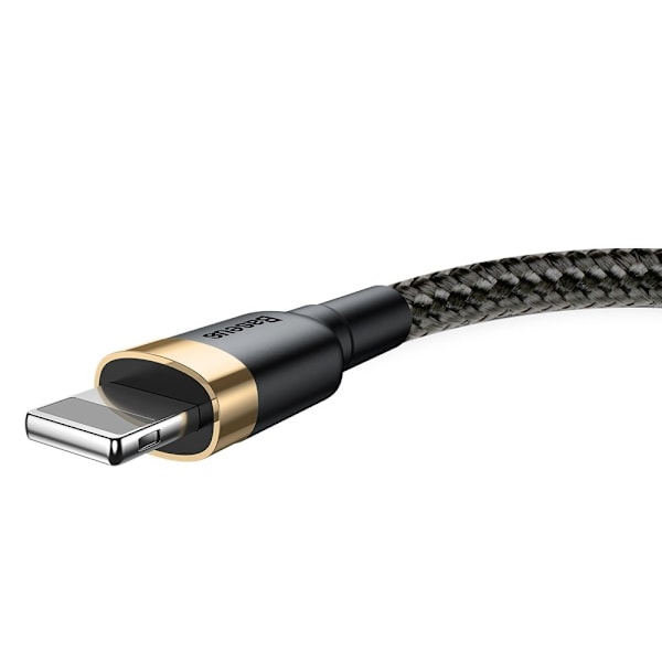 Baseus Cafule-kabel slitesterk nylonkabel USB / Lightning QC3.0 2A 3M svart-gull (CALKF-RV1)