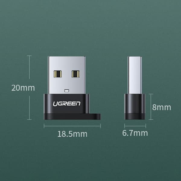 USB C (hunn) - USB (hann) adapter Ugreen US280 - svart
