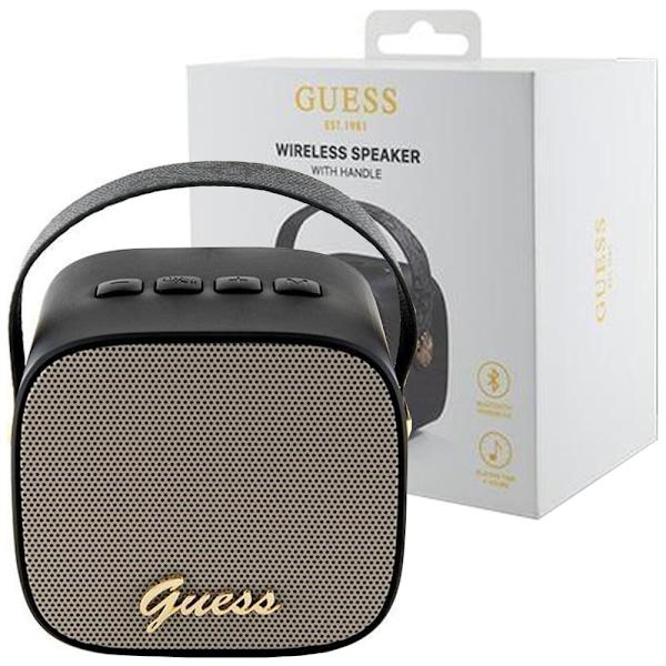 Guess Bluetooth-høyttaler GUWSB2P4SMK Høyttaler mini svart/svart 4G Leather Script-logo med stropp
