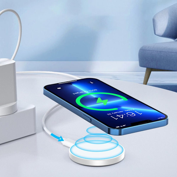MagSafe Choetech T603-F induktiv lader med holder - hvit