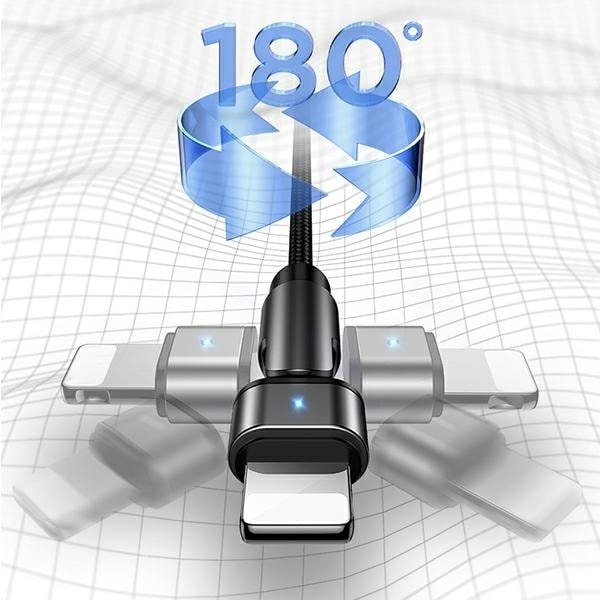 USAMS U60 2A Lightning Braided Swivel Kabel svart/svart 1m SJ476USB01 (US-SJ476)