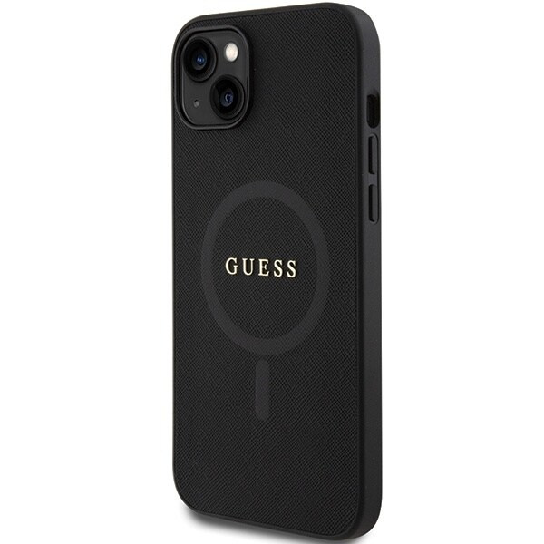 Guess GUHMP15MPSAHMCK iPhone 15 Plus 6.7 svart/svart hardt deksel Saffiano MagSafe