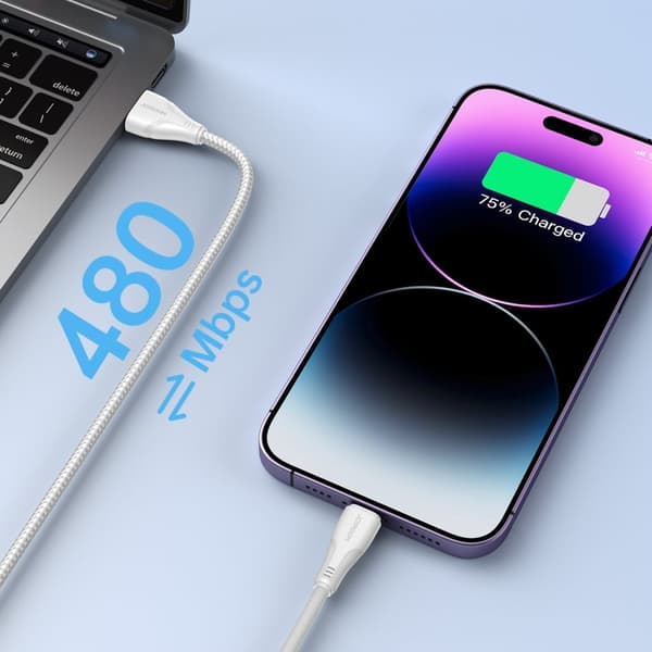Joyroom USB - Lightning-kabel 2,4A 0,25 m hvit (S-UL012A11)