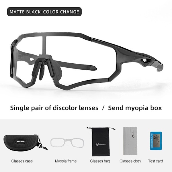 ROCKBROS 10181 PHOTOCHROMIC UV400 CYKELBRILLER - SORT