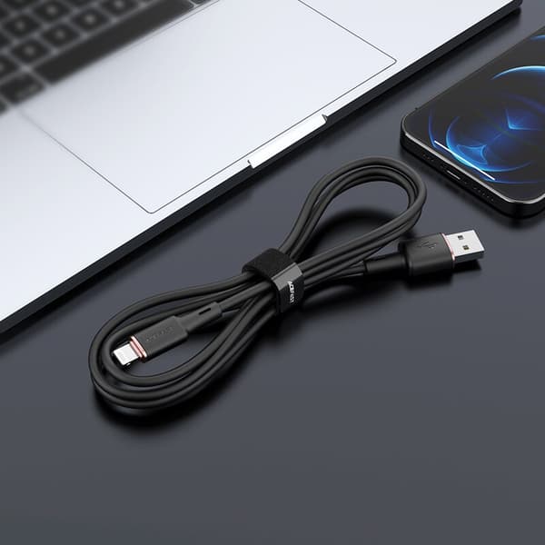 ACEFAST KABEL LANG STÆRK MFI USB - LYN 1,2M 2,4A SORT