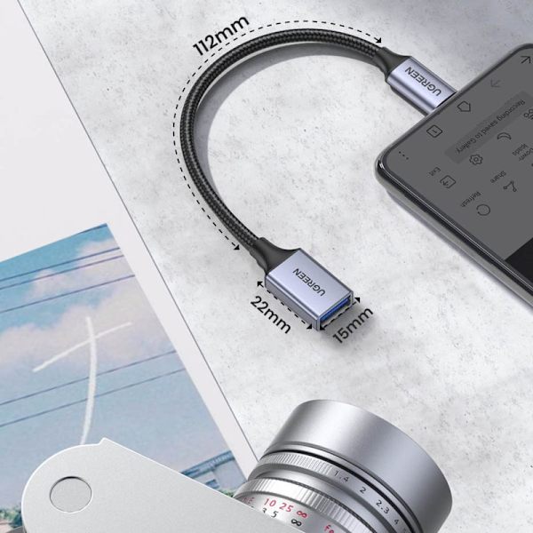 Ugreen OTG-adapterkabel USB-C (hann) - USB-A (hunn) 5 Gb/s 0,15 m svart (US378)