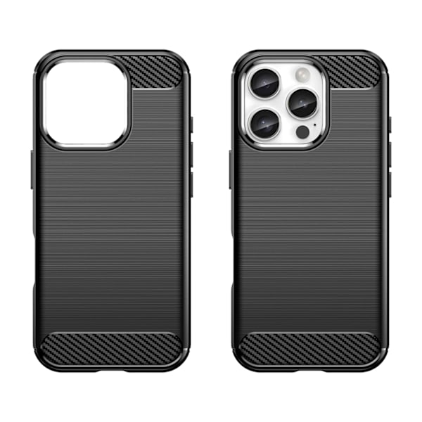 CARBON CASE SILIKONE ETUI TIL IPHONE 16 PRO - SORT