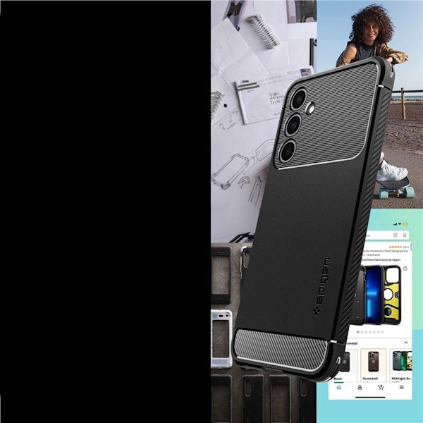SPIGEN RUGGED ARMOUR ETUI TIL SAMSUNG GALAXY A25 5G - MAT SORT