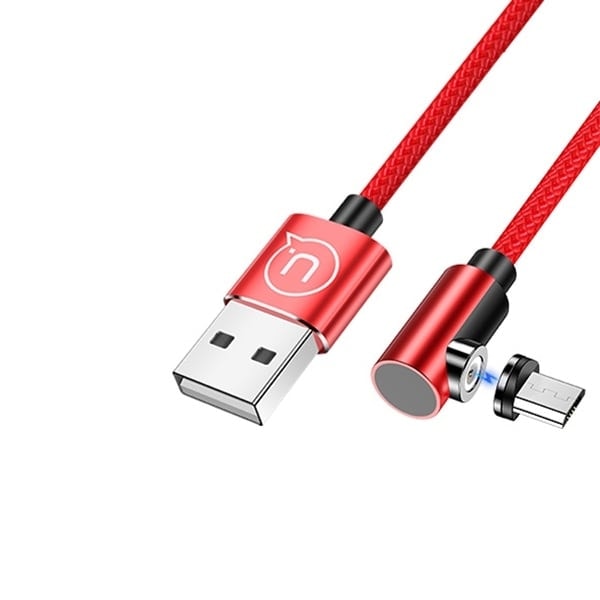 USAMS MicroUSB-kabel 1m vinklad magnetisk U54 röd/röd SJ446USB02 (US-SJ446)