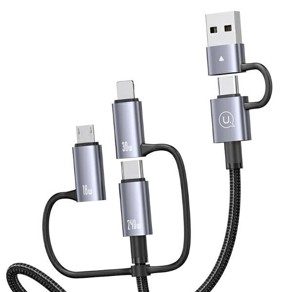 USAMS Kabel 240W 6in1 Snabbladdning 2m Datakabel Aluminiumlegering Sufeng Series 2M (SJ738)