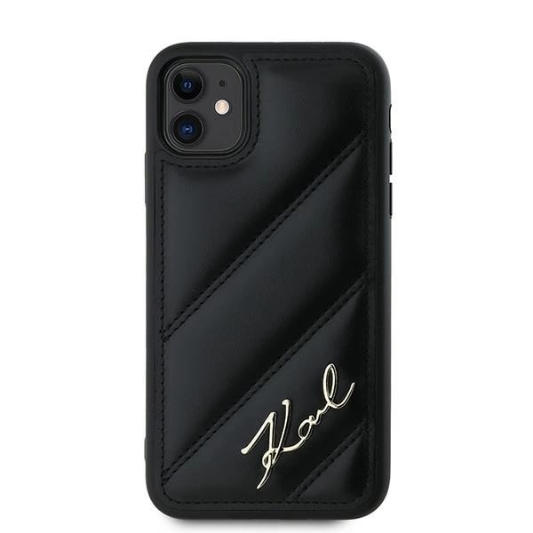 KARL LAGERFELD DIAGONAL QUILTED SCRIPT COVER TIL IPHONE 11 / XR - SORT