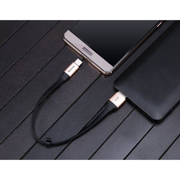 Baseus Nimble flatkabel USB / USB-C-kabel med holder 2A 0,23M svart (CATMBJ-01)
