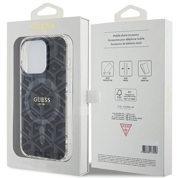 Guess IML GCube MagSafe-deksel til iPhone 15 Pro - svart