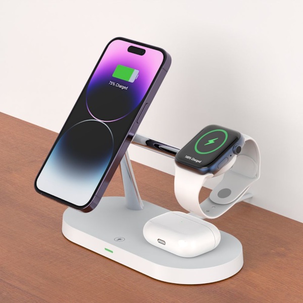 TECH-PROTECT A12 3IN1 MAGNETISK MAGSAFE TRÅDLØS LADER HVITT