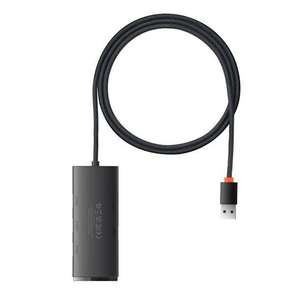 Baseus Lite-serien HUB-adapter USB-A - 4xUSB-A 3.0 5Gb/s svart (WKQX030101)