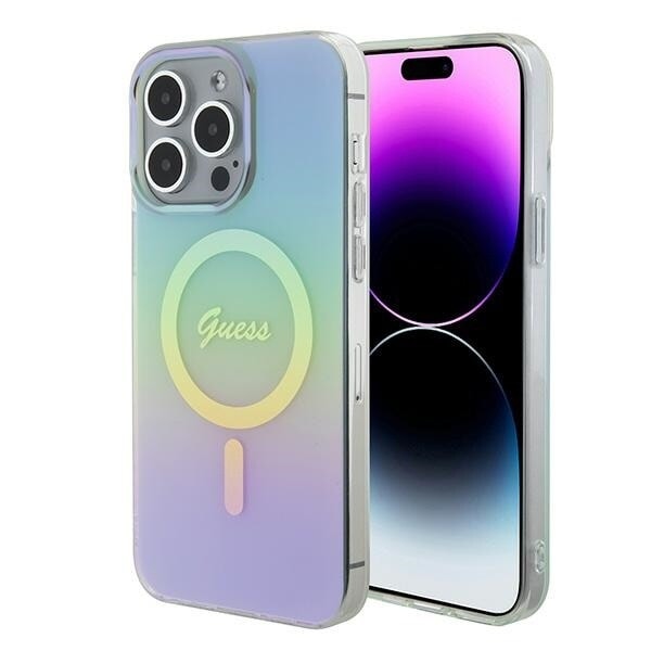 Guess GUHMP15XHITSQ iPhone 15 Pro Max turkis/turkis hardt deksel IML Iridescent MagSafe