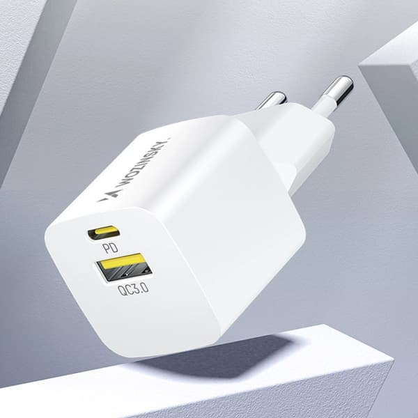 Wozinsky WWCEAC GaN USB-A USB-C 33W vegglader - hvit