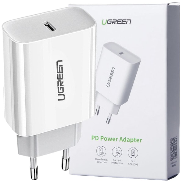 Ugreen USB Power Delivery 3.0 Quick Charge 4.0+ 20W 3A hvit lader (60450)