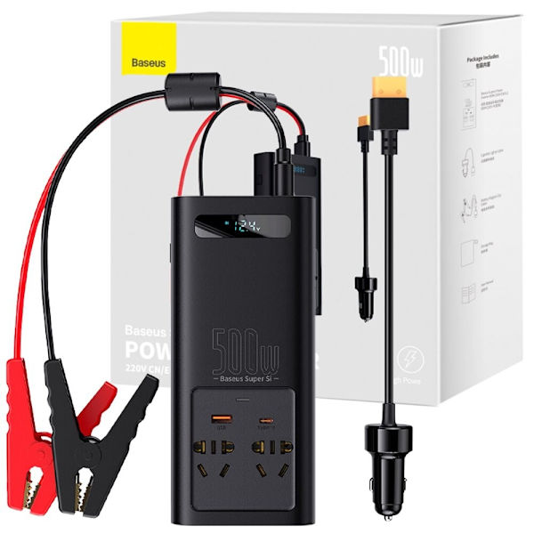 Baseus Car Inverter Converter 150W 12V / 500W 220V (EU og CN Plugg) Svart (CGNB000101)