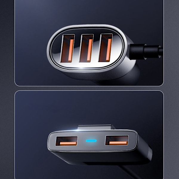 Joyroom rask billader 5x USB 6.2 A med skjøteledning svart (JR-CL03)