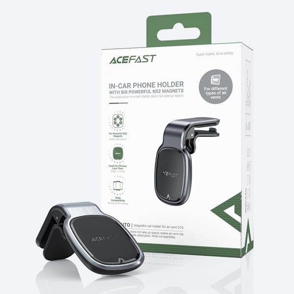 ACEFAST MAGNETISK BILTELEFONHOLDER TIL LUFTUDLUFTNING, GRÅ