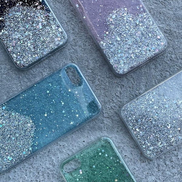 Star Glitter beskyttelsesdeksel til iPhone 13 Pro skinnende glitrende beskyttelsesdeksel, svart