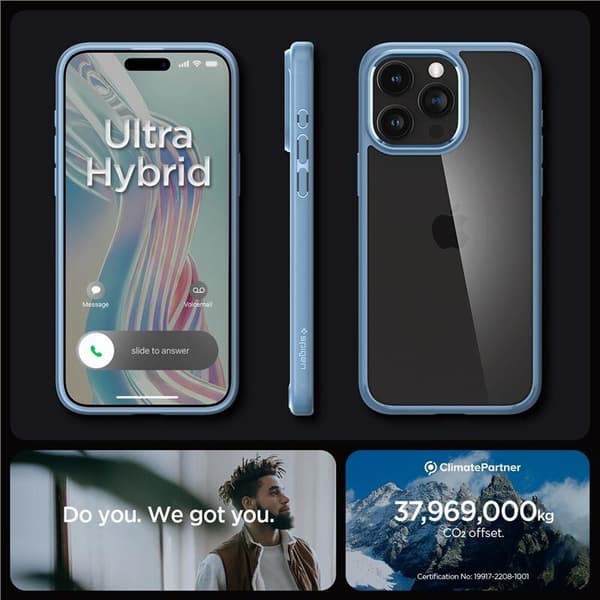 Spigen Crystal Hybrid, sierrablå - iPhone 15 Pro Max