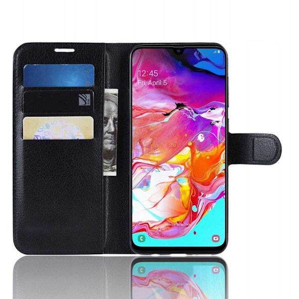 Litchi Fodral Till Samsung Galaxy A70 Svart