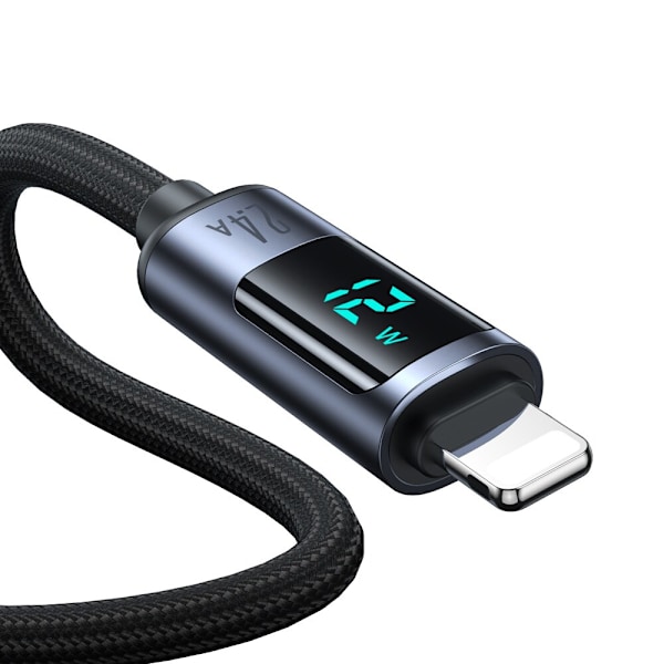 Lightning - USB A 2,4A 1,2m kabel med LED-skjerm Joyroom S-AL012A16 - svart