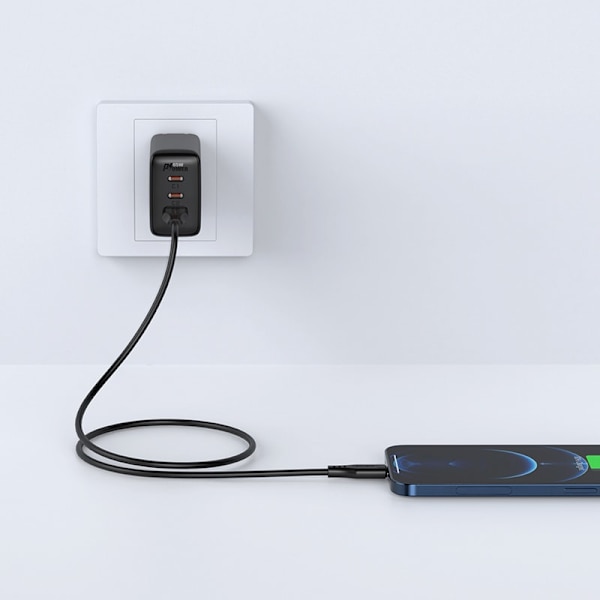 ACEFAST KABEL LANG STÆRK MFI USB - LYN 1,2M, 2,4A SORT