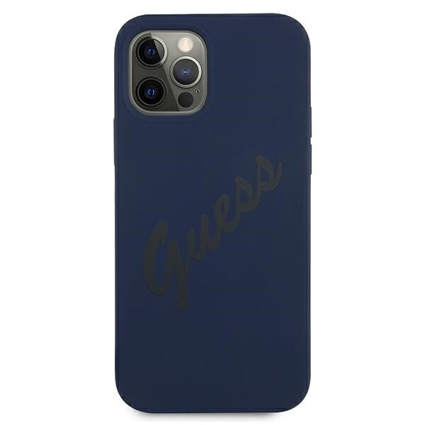 Guess GUHCP12LLSVSBL iPhone 12 Pro Max 6.7 blå/blå hard veske Script Vintage