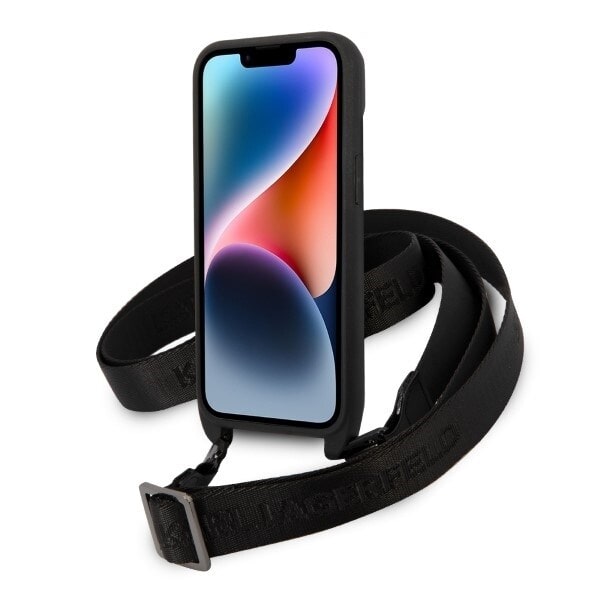 Karl Lagerfeld KLHCP14SSTKMK iPhone 14 6.1 svart/svart hardt deksel Monogram Ikonik Patch