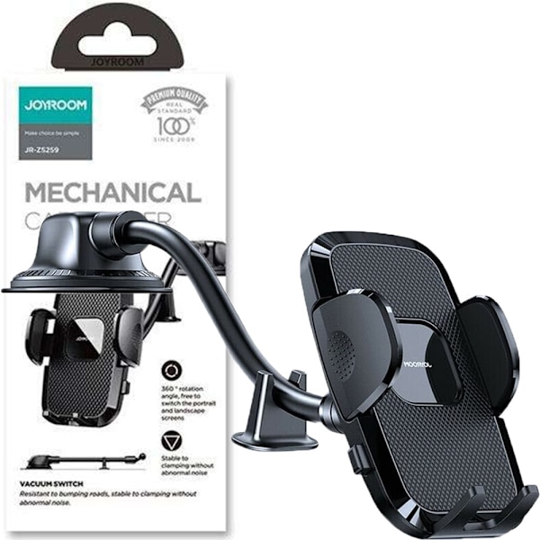 Joyroom biltelefonholder med fleksibel arm til bordet? dashbord? svart (JR-ZS259) Svart