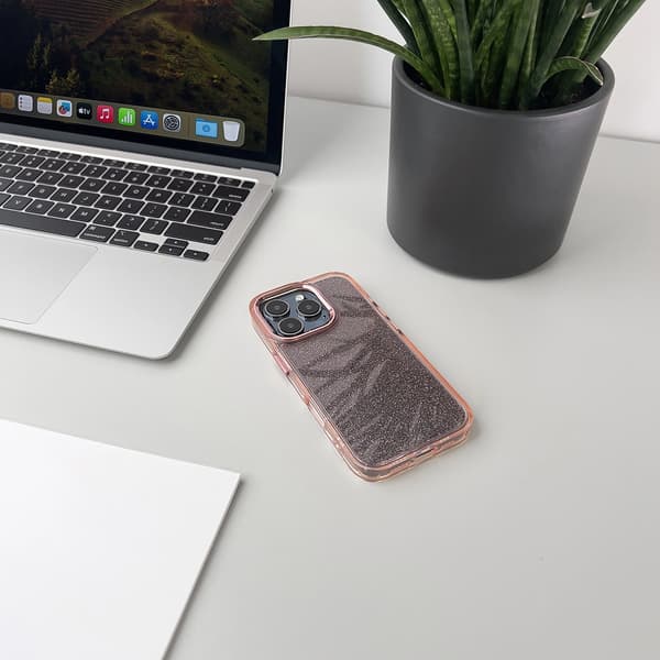 GLITTER CASE TIL IPHONE 16 - PINK MED GLITTER