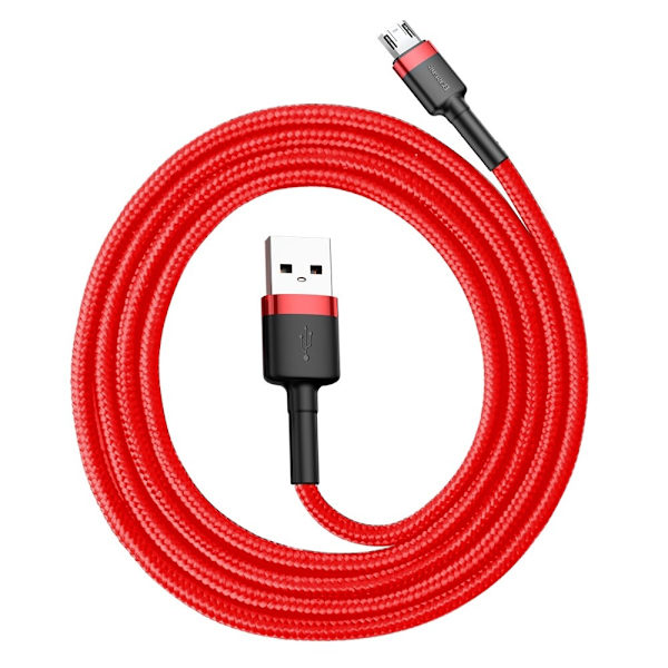 Baseus Cafule-kabel slitesterk nylonkabel USB / micro USB QC3.0 2.4A 1M rød (CAMKLF-B09)