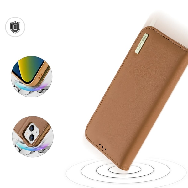 Dux Ducis Hivo lær Flip-veske. Ekte lærveske lommebok for kort og ID-er iPhone 14 Plus Brown