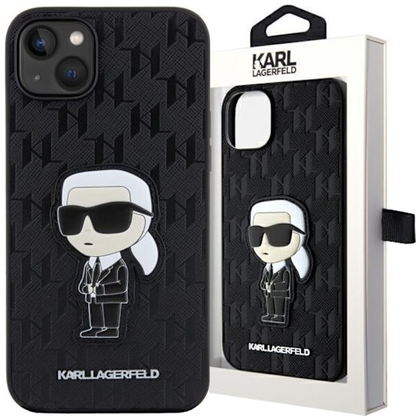 Karl Lagerfeld KLHCP14MSAKHPKK Deksel til iPhone 14 Plus 6.7 - Svart Saffiano Monogram Ikonik