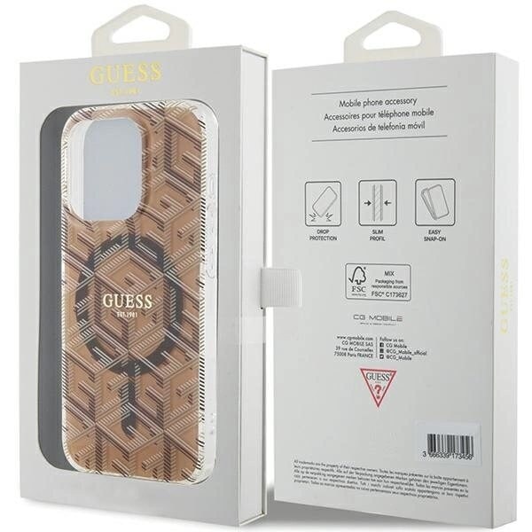 Guess IML GCube MagSafe-deksel til iPhone 15 Pro Max - brun