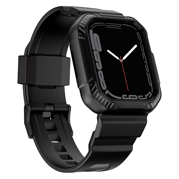 Kingxbar CYF106 2-i-1 pansret etui til Apple Watch SE 8, 7, 6, 5, 4, 3, 2, 1 (41, 40, 38 mm) med svart stropp